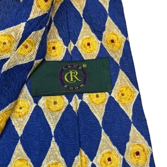 Club Room Tie, Royal Blue Yellow Diamond Argyle pattern, 100% imported silk - Picture 7 of 11